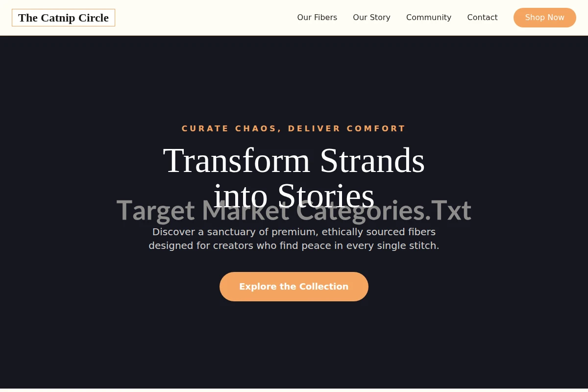 Yarn Target Market Categories.Txt